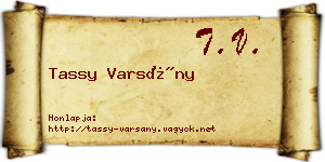 Tassy Varsány névjegykártya